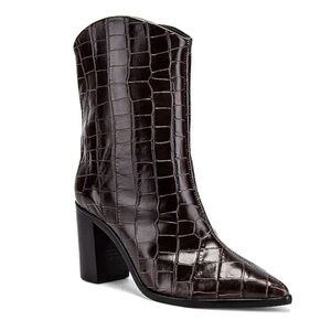 *New with Box* Schutz Vonna Bootie - Croc Embossed Heeled Leather Ankle Boots